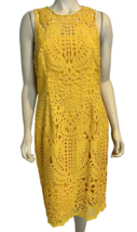 Antonio Melani Yellow Lace Lined Sleeveless Straight Pencil Dress Size 12 - £33.97 GBP