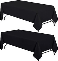 WEALUXE 2 Pack Black Kitchen Table Cloth for Folding Table 4ft 60 x 84 in Rectan - £24.56 GBP