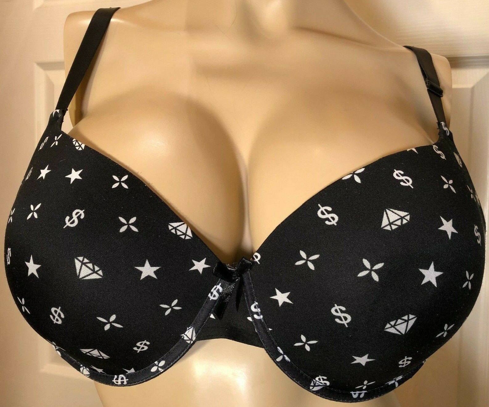 COCO LINGERIE 42D Black With MONEY SIGNS Lined Underwire 42 D Bra - $6.93