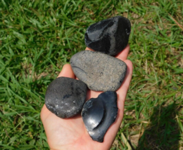 Black Obsidian Rough Volcanic Glass Set of Four for Lapidary Spalling Me... - $22.00