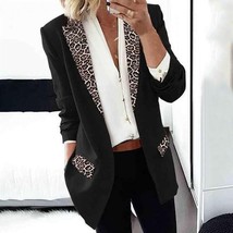 Fashion Trend Women Lapel Leopard Print Long Sleeves Suit Jacket Elegant Fall Wi - £124.15 GBP