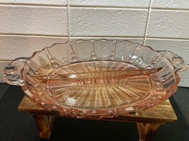 Vintage Anchor Hocking Oyster &amp; Pearl Divided Relish Dish Pink Depression Glass - $7.25