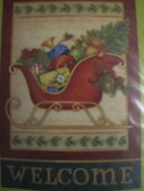 Holiday Sleigh Welcome Two Sided Christmas House Flag Evergreen 29 x 43 Home - $24.99