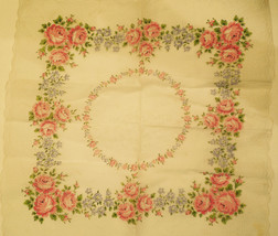 Vintage Franshaw Rose design Handkerchief Hanky with original tag Lavend... - $10.89