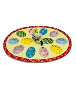 Ganz Deviled Egg Platter Fancy Chicken Reclining Ceramic Easter Geometri... - $28.04