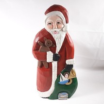 Santa With Sack Of Toys Wooden Christmas Decor - £19.78 GBP