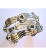 Mexican Cuff Bracelet Sterling Silver 40g Open Work Wavy 3D Designs 1.5&quot;... - £101.47 GBP