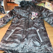 Girls size 7/8 Bratz winter jacket with removable hood, black puffer, bling - £14.30 GBP