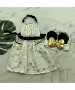 Disney Kids Apron Chef Hat Set White Gold Polka Dot Minnie Mouse 2 pc Co... - $26.83 CAD