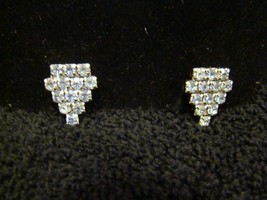 Vintage Silver-Toned Light Blue Arrow Shaped Screw-On Earrings, Accessory - $10.99