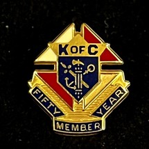 Knights Of Columbus 50 Year Veteran Member 10K Gold Filled Pin Tie Tack K of C - £31.31 GBP
