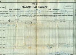 1932 Stub of Redemption Receipt for Back Taxes in Nacogdoches County Texas - $29.67