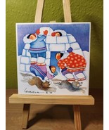 Barbara Lavallee VTG 1995 Signed Trivet Tile WINTER FESTIVAL Igloo - $36.13 CAD