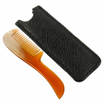 Parker Safety Razor 100% Genuine Horn Mustache &amp; Beard Comb in Leather P... - £14.83 GBP