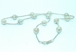 BEADED 16 INCH LONG NECKLACE REAL SOLID .925 STERLING SILVER 10.0 g - £39.02 GBP