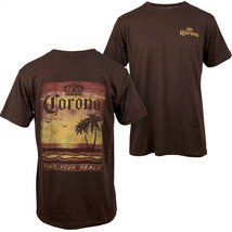 Corona Extra Sunset at The Beach Front and Back Print T-Shirt Brown - £32.05 GBP+