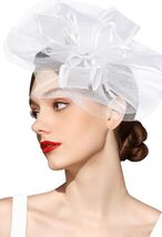 Kidukso Vintage 1920s 50s Fascinator Hat Women White Tea Party Derby - $23.14 CAD