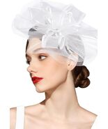 Kidukso Vintage 1920s 50s Fascinator Hat Women White Tea Party Derby - $23.14 CAD