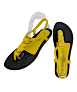 Unique Yellow Enamel Embellished Medallions Flat Thong Sandals US Size 8... - $14.89