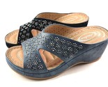Atalina DW9991B Mid Wedge Embellished Slip On Sandals Choose Sz/Color - £39.11 GBP