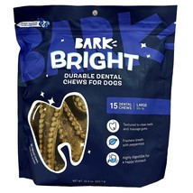 Bark Bright Dental Chews 15 Peppermint Large Durable Textured Teeth Gums... - £14.30 GBP