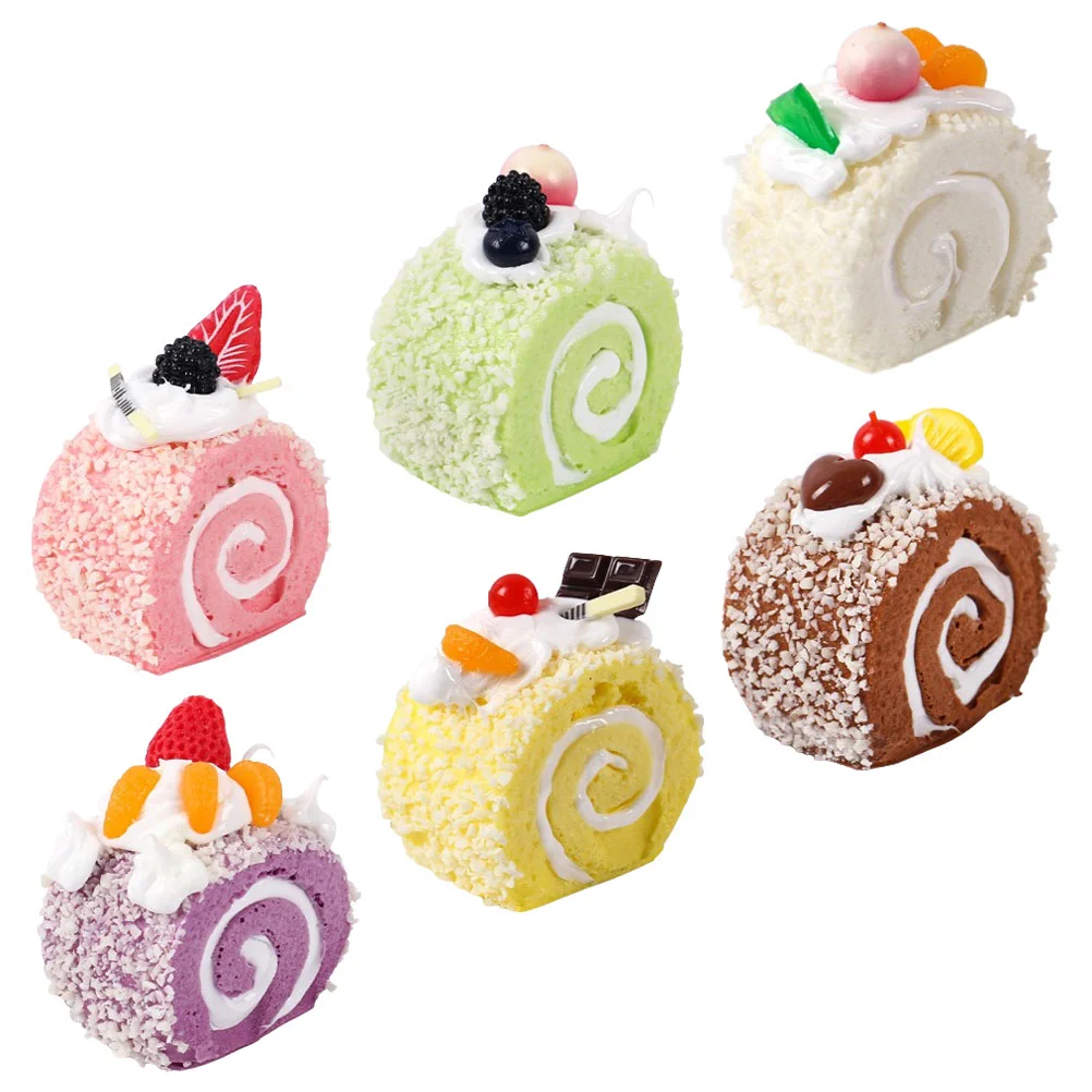 6 Pcs Simulation Cake Artificial Home Decor Dessert Table Faux Model Fake Cakes - £15.08 GBP