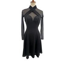 Tadashi Black Mesh Detail Long Sleeve Dress Size 8 - £75.60 GBP