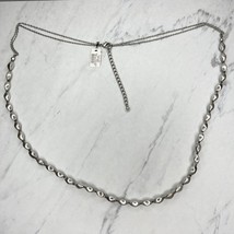Chico&#39;s Salma Silver Tone Beaded Long Necklace - £10.16 GBP