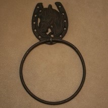 Cast Iron Horse Horseshoe Towel Ring Hook Holder  - $13.53