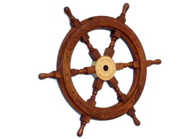 Deluxe Class Wood and Brass Decorative Ship Wheel 18&quot;&quot; - £73.12 GBP