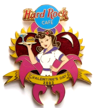 Hard Rock Cafe Valentine’s Day 2003 Pin Retro Waitress Burger Pink Heart... - $14.99