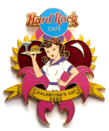 Hard Rock Cafe Valentine’s Day 2003 Pin Retro Waitress Burger Pink Heart... - $20.36 CAD