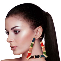 Multi Color Trapezoid Bamboo Hoops - $38.49