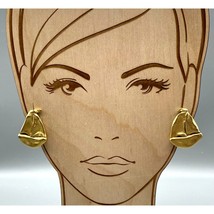 Vintage Unique Sailboat Earrings, Gold Tone Chunky Modeled Statement Clip Ons - £37.89 GBP