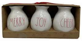 Rae Dunn Bud Vases Merry Joy Cheer Farmhouse Set Of 3 Red Ivory Christmas Red - £21.41 GBP