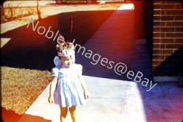 1950s Cute Girl in Rath Packing Company Indian Headband Chicago Kodachrome Slide - £3.16 GBP