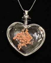  HEART SHAPED, DRIED MINIATURE CHRYSANTHEMUM NECKLACE ~JEWELERY COLLECTION - $18.00