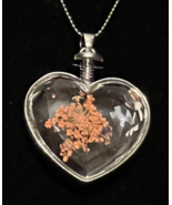  HEART SHAPED, DRIED MINIATURE CHRYSANTHEMUM NECKLACE ~JEWELERY COLLECTION - $18.00