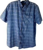 19 Ninety-One Men&#39;s Medium Blue Denim Button Up Down Shirt Short Sleeves... - $12.82