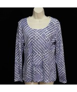 Karen Scott Womens Abstract Print Shirt S Small Periwinkle Black White S... - $16.05