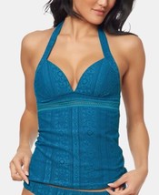 Jessica Simpson Womens Lacy Overlay Crochet Sweetheart Halter Tankini Top,Medium - £53.61 GBP