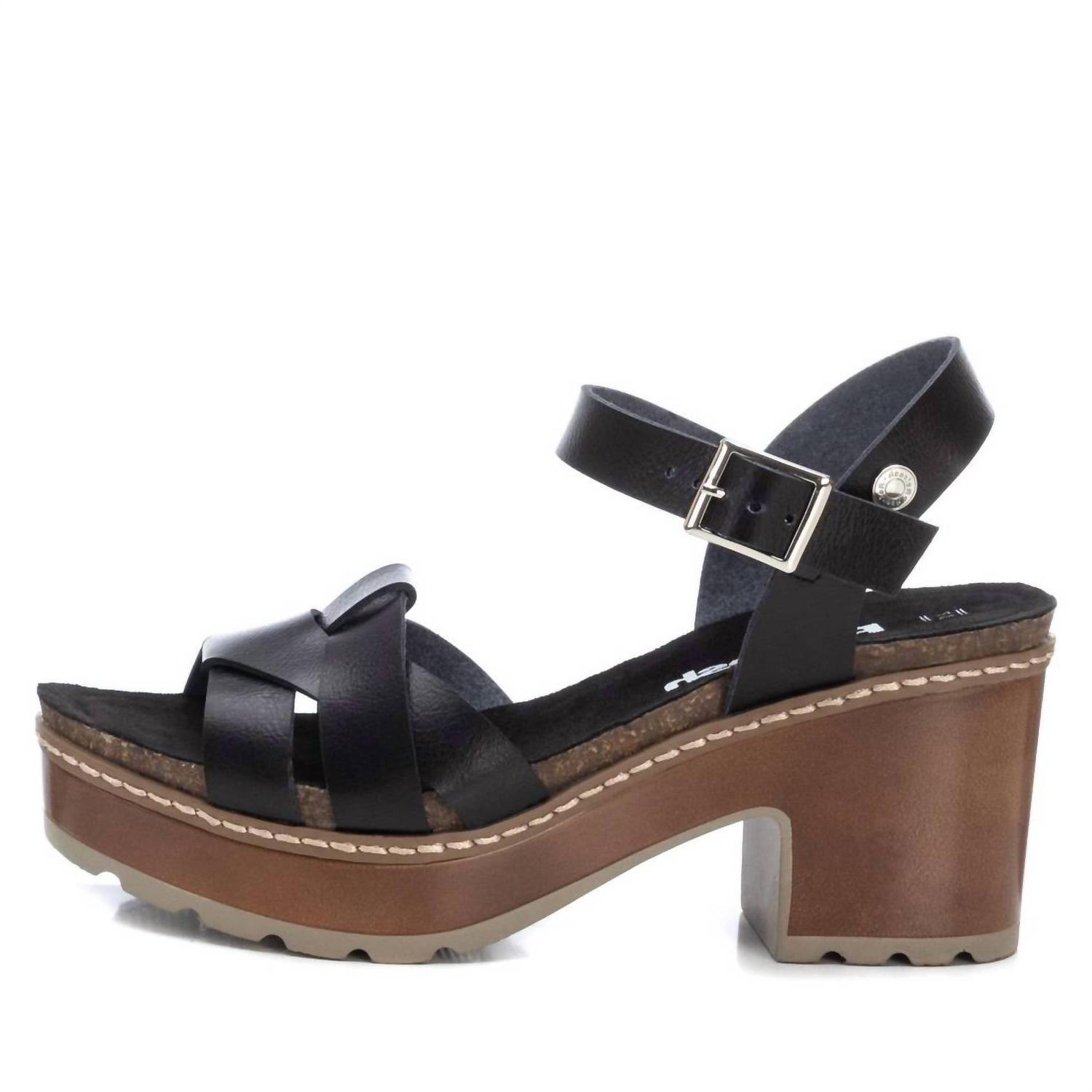 Xti Women&#39;s Casual Heeled Platform Sandals Black - $64.00