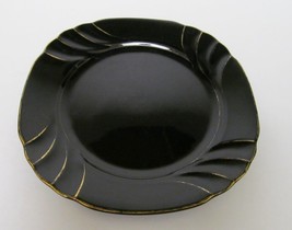 Japan Wave Golden Black Ranmaru Dinner Dish Plate Gallery Coll Large Rim 10.5&quot; - £17.29 GBP