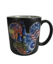 Walt Disney World Mickey Mouse Black 3D Coffee Mug Cup American Flag Fireworks - £20.45 GBP