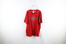 Vtg Y2K 2003 Adidas Mens Large Distressed Spell Out Soccer T-Shirt Red Cotton - £27.72 GBP