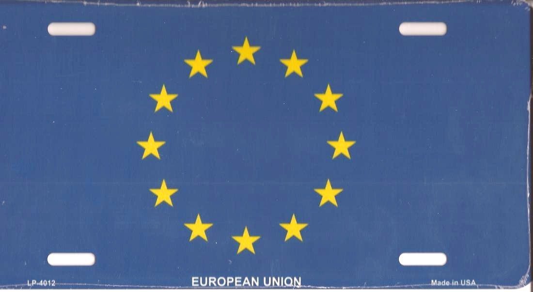 Made in The USA - European Union Flag License Plate, World Country Flag ... - $6.95