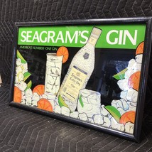 COLORFUL SEAGRAMS GIN ADVERTISING FRAME BAR MIRROR NICE 23" X 15 1/2" - $33.66