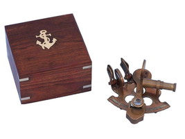 Scout&#39;s Antique Brass Sextant with Rosewood Box 4&quot;&quot; - £65.50 GBP