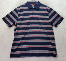 Greg Norman Tasso Elba Polo Shirt Mens Large Navy Striped Play Dry Short... - $18.46
