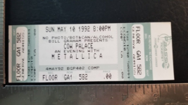 Metallica - Vintage May 10, 1992 San Fran, Cali Mint Whole Concert Ticket Last 1 - £23.93 GBP